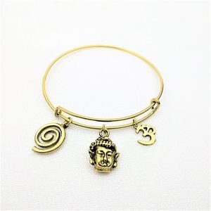 Brass Buddha or Om ~ Expandable Charm Bracelet